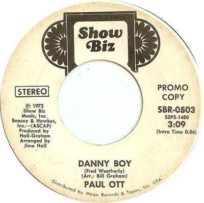 Paul Ott - Danny Boy - Used Vinyl Record 7 - Promo - G8100z