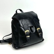 Gianni Versace Medusa Leather Drawstring Mini Backpack Gold Auth From Japan