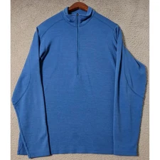 Ibex Vintage Wool 1/2 Zip Sweater Blue Made in USA Men's Size Medium