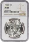 1926-S Peace Silver Dollar MS63 NGC