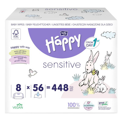 bella baby Happy Feuchttücher Sensitive Klickverschluss 8x56 Stück