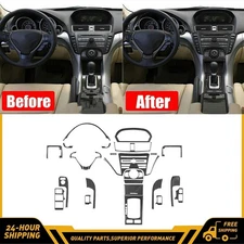 27x Real Carbon Fiber Kits Full Interior Trim Cover Set For Acura TLX 2009-2014