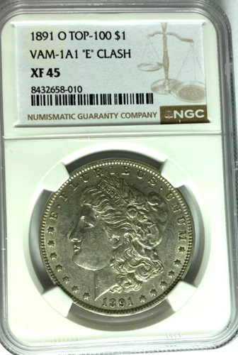 1891 O $1 Morgan Silver One Dollar XF45 NGC VAM 1A1 Clashed E Top 100