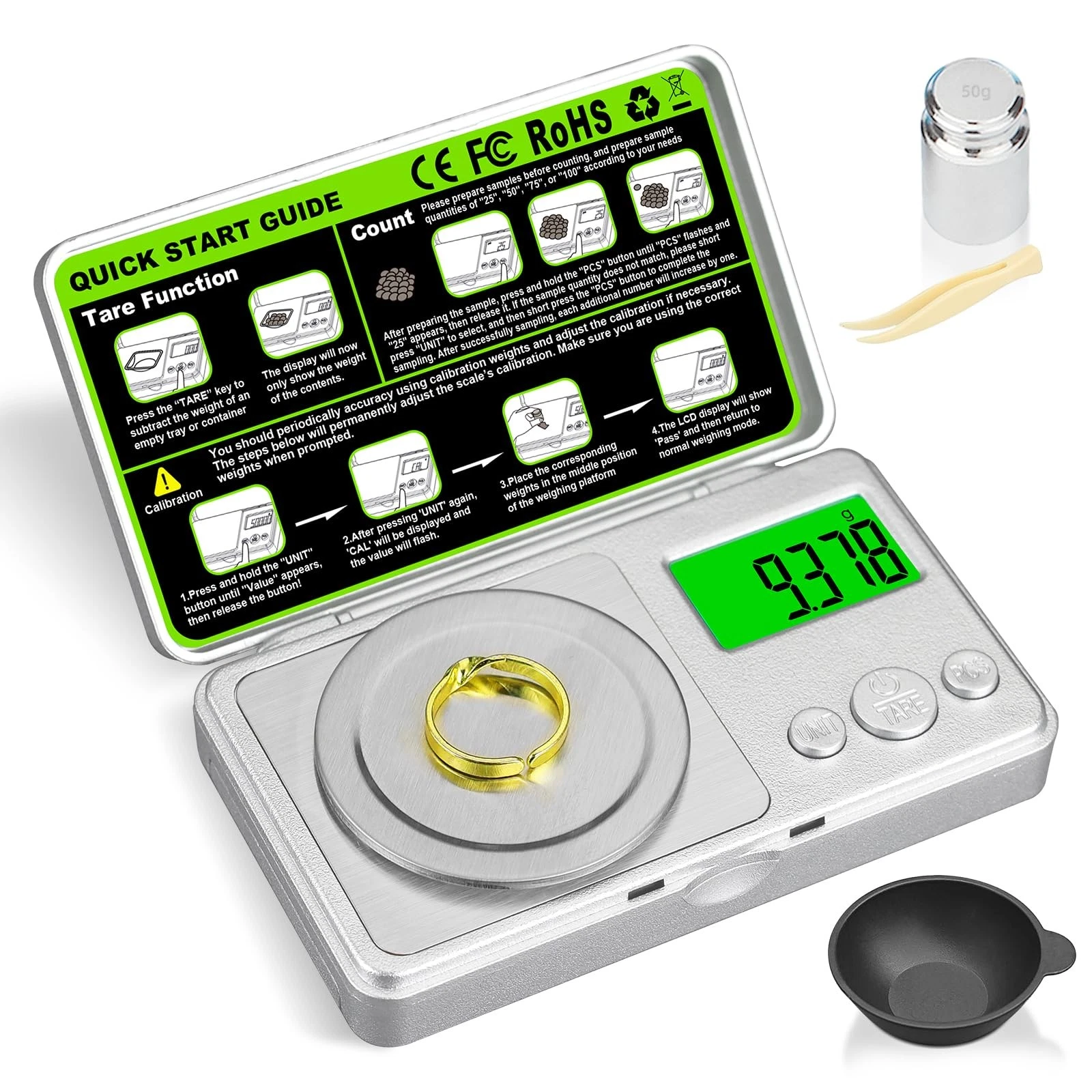 High Precision Mg Scale 100g/0.001g, Pocket Digital Milligram Scale, Small Gr...