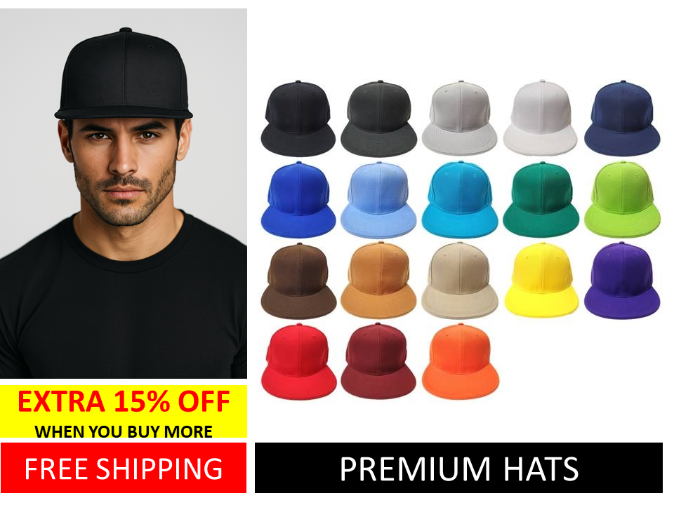 Original Plain Solid Color Fitted Cap w/Flat Bill Baseball  display picture 2