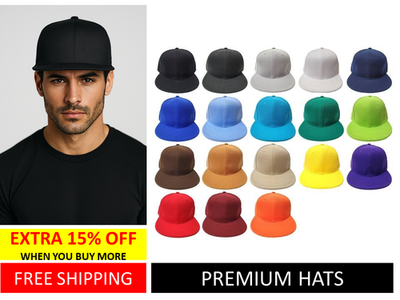 Original Plain Solid Color Fitted Cap w/Flat Bill Baseball  display picture 1