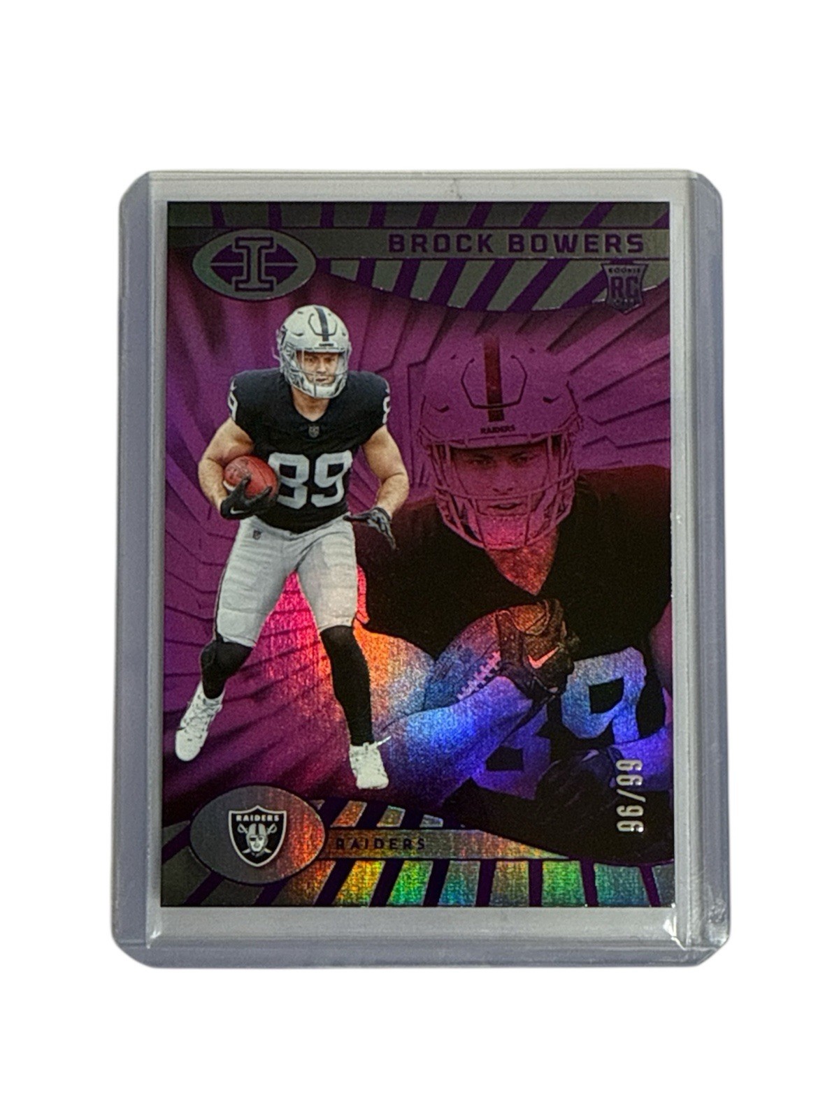 2024 Panini Illusions Brock Bowers RC Purple HOLO #47 Raiders Rookie #d  /99