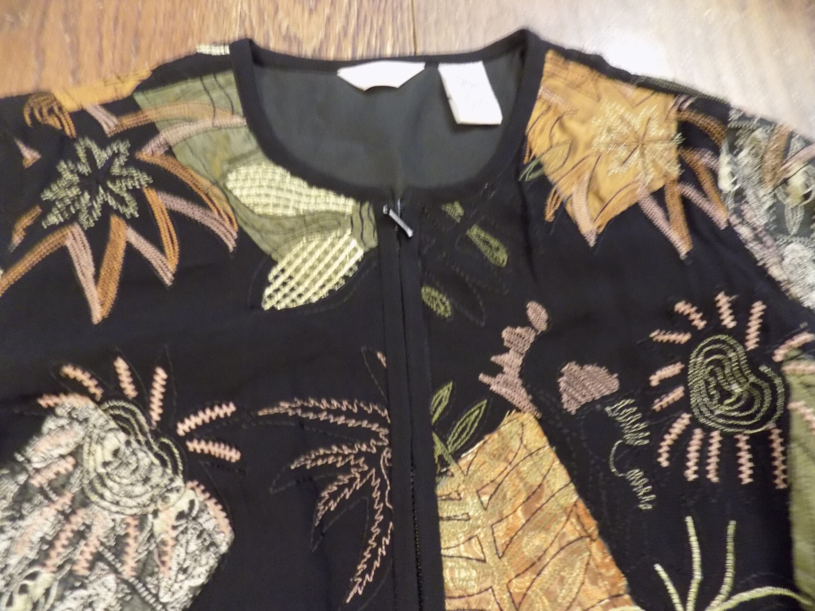 Laura Ashley Vtg Patchwork Jacket Embroidered Bla… - image 3