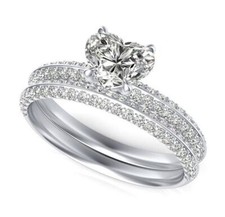 2.65ct White Heart Lab Created Diamond Engagement Promise Bridal 925 Silver Ring