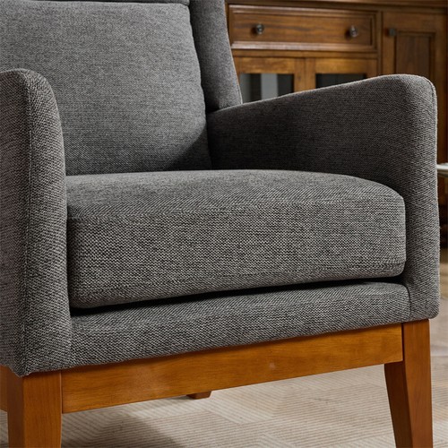 Modern Wide Accent Chair,High Back Upholstered Armchair Club Chair w/Wood Legs - Picture 7 of 12