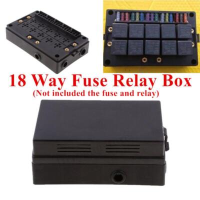 18-way Blade Fuse Holder + 10-way Relay Socket Box Dust-proof Car Truck Marine