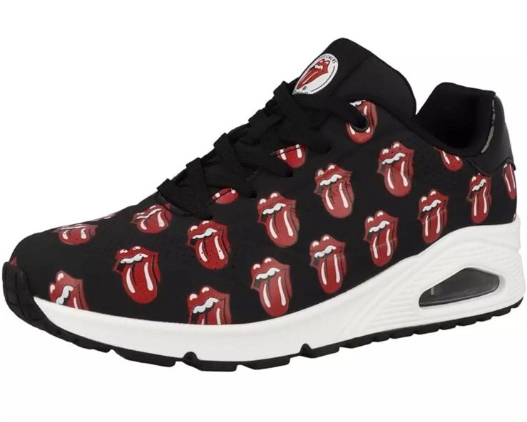 Skechers Men's X Uno Rolling Stones Black/Red Low Top Sneaker