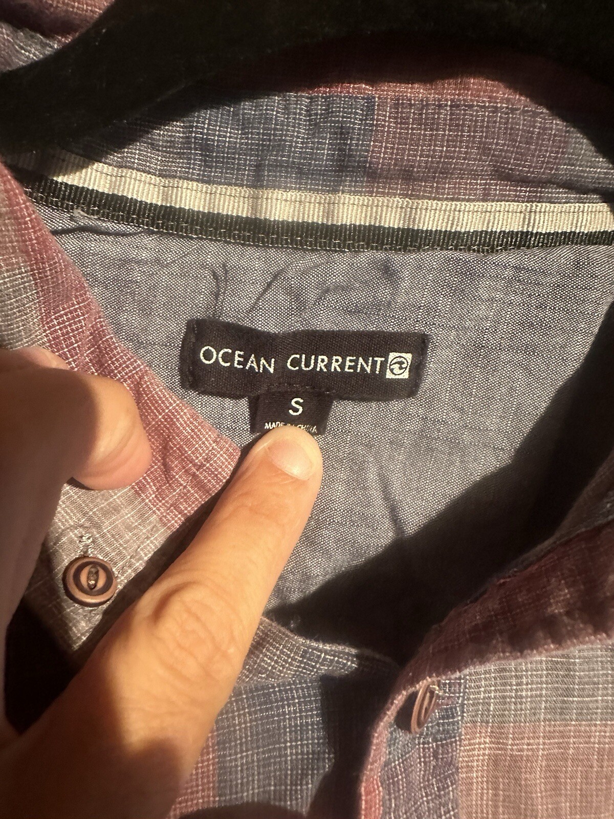 Ocean Current Red Gray Blue Checked Button Down S… - image 4