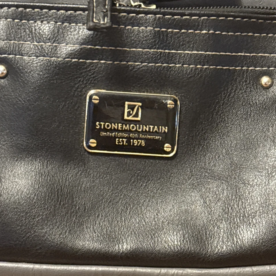 STONE MOUNTAIN Gray/Black  Leather Backpack Bag Handbag Purse - Image 2 of 4