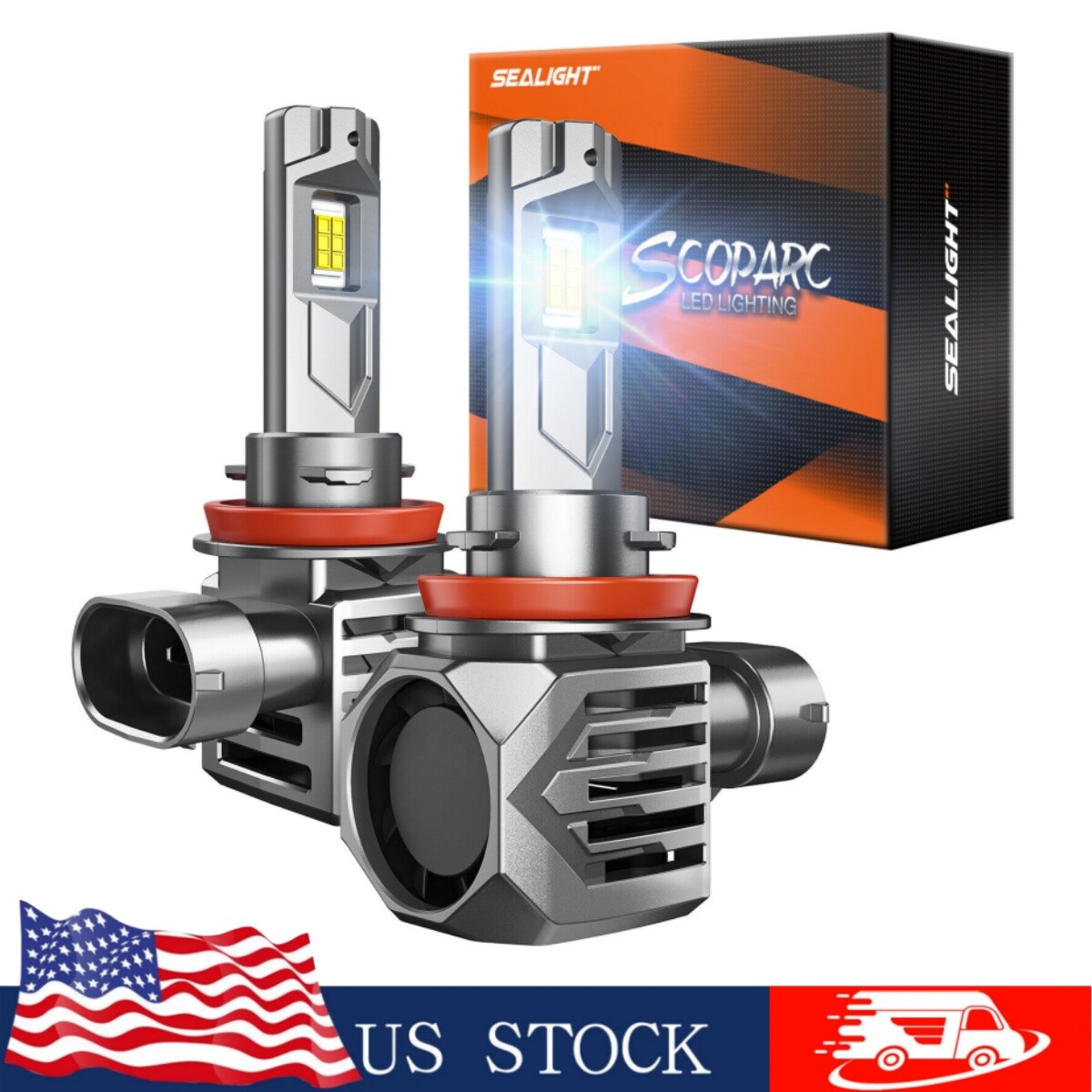 SEALIGHT S7S H11 LED Headlight Bulbs 2-Pack 6500K High Low Beam Kit