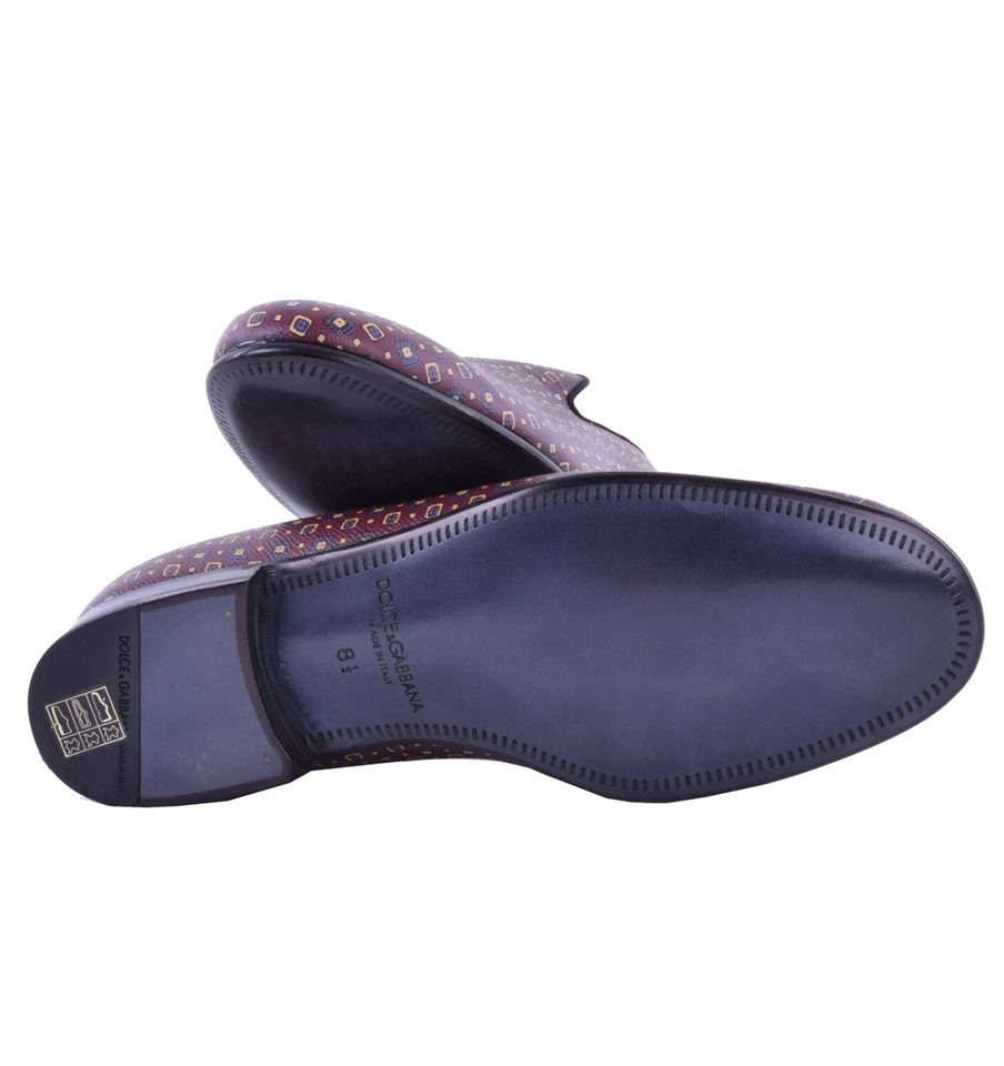 DOLCE & GABBANA Zapatos Mocasines MILANO y Cinturón Conjunto de Regalo Burdeos Rojo Azul 04883 Foto 4 de 4