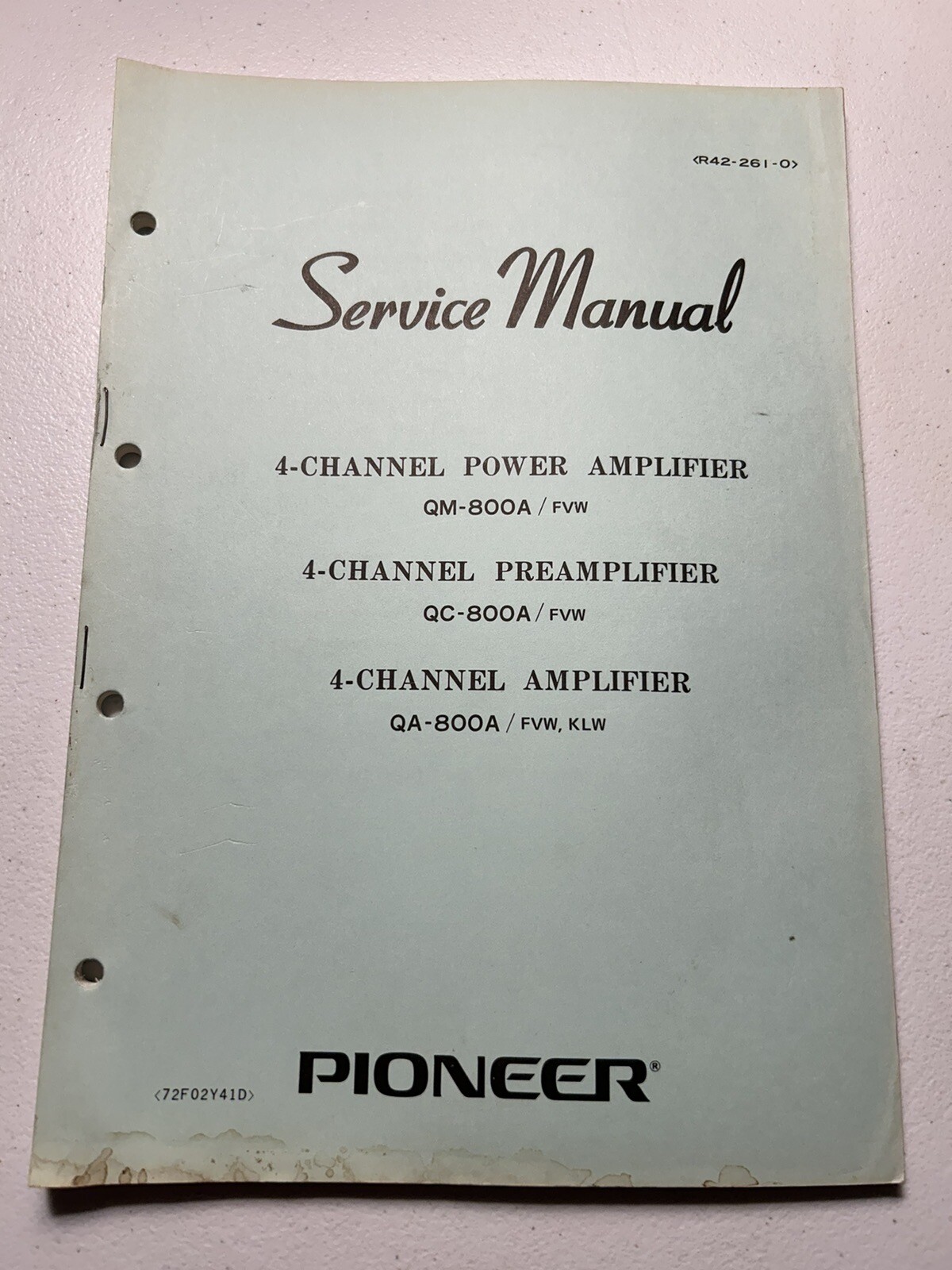 Pioneer QM-800A QC-800A FVW 4-Channel Amplifier Service Manual Vintage Original