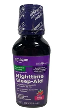 Amazon Basic Care Nighttime Sleep-Aid - Berry Flavor - 12 fl oz - Exp 01/26