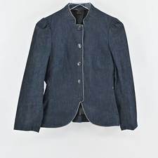 MARC JACOBS Peplum Denim Jacket Stand Collar Size 2 Puff Sleeve Vintage Y2k 00s