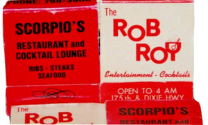 Rob Roy Scorpio's Restaurant Homewood Dixie Highway Cocktails IL Matchbook