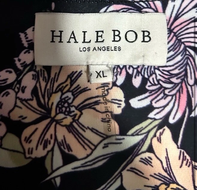 Hale Bob Floral Purple Black Stretch V-Neck Sheath Shift Dress Size XL Foto 2 de 4