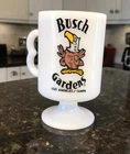 Vintage Busch Gardens Tampa/LA Milk Glass Mug Footed Pedestal Coffee Mug