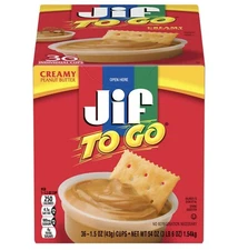Jif To Go Creamy Peanut Butter 36 Count 1.5oz Packets. FREE SHIPPING