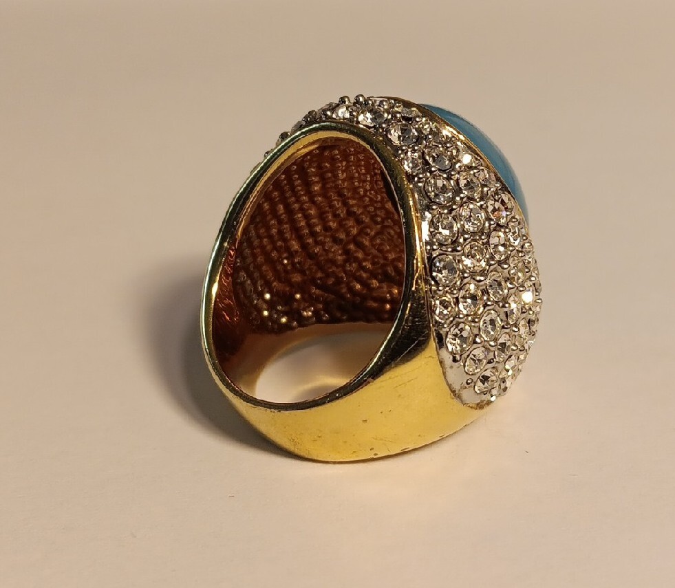 Turquoise Statement Ring With Sparkly Side Stones… - image 6