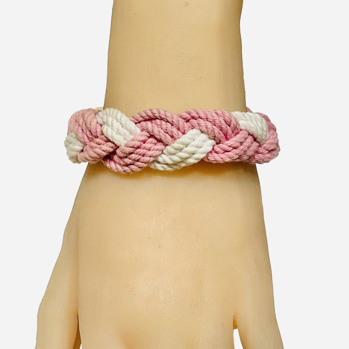 Lilly Pulitzer Woven Bracelet Pink White Two Tone Braided  display picture 2
