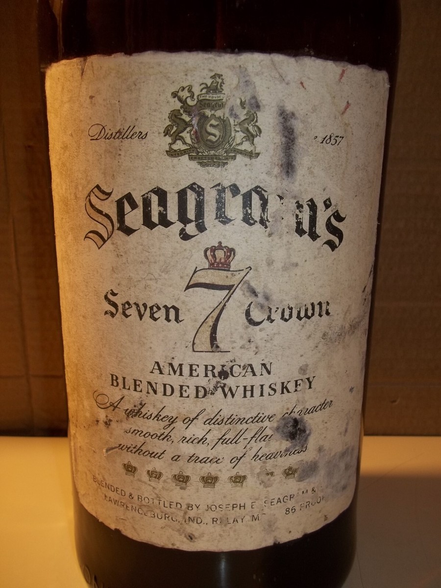 Vintage Bottle Seagram' s Seven 7 Crown American Whiskey One