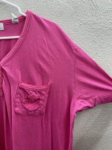 Erika Taylor Intimates Womens Nightgown Size Large Pink Short Sleeve Pocket - Picture 2 of 12