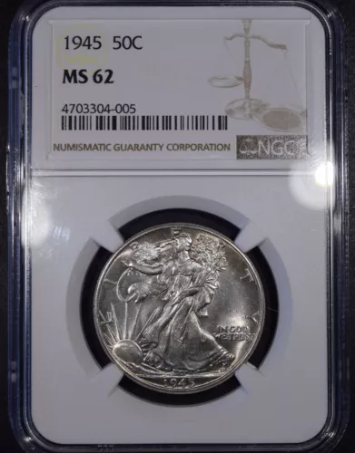 1945 Liberty Walking Half Dollar "NGC MS62" *Free S/H After 1st Item*