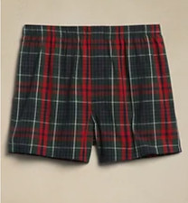 MEN'S SIZE XL 40-42 BANANA REPUBLIC HOLIDAY PLAID PRINT COTTON BOXERS NWT