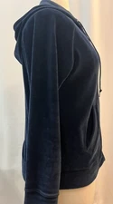 Rafaela Navy Blue Velvet Set Hooded Jacket Size L, Drawstring Pants Size Med