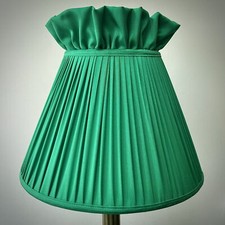 Emerald Green Ruffled Top Fabric Lampshade Match Curtains Drapes Cushions Throws