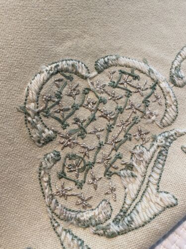 VTG Crewel, Embroidery, Needlepoint, Unfinished, Table Cloth 65” X 74” - Picture 9 of 11