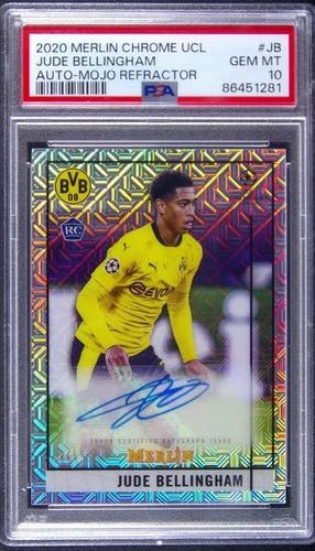 2020-21 Topps Merlin Chrome UEFA Jude Bellingham Rookie Auto Mojo /99 RC PSA 10