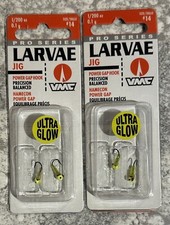2 Packs VMC Pro Series Larvae Ice Fishing Jig Glow Chartreuse 1/200 OZ