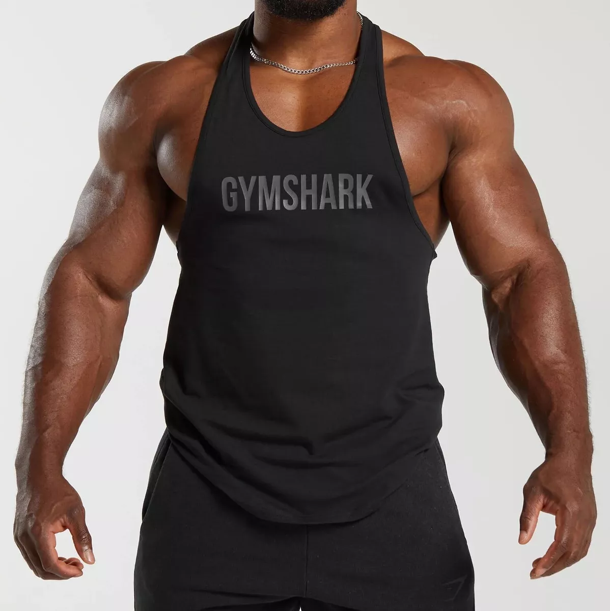 GYMSHARK Fitness 'Apollo Logo Stringer' Stretch Workout / Train Tank Blk S  *NWT*