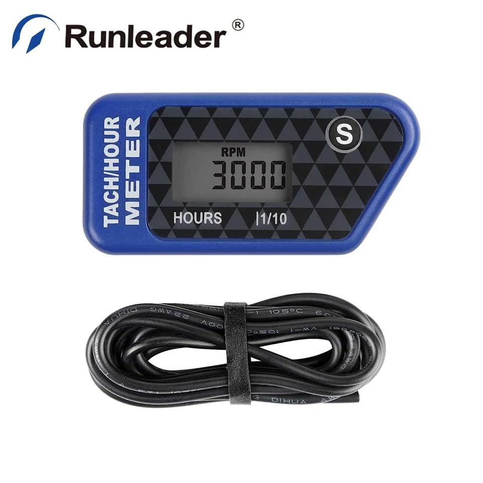 RUNLEADER Digital Hour Meter Tachometer Re-settable RPM Gauge Waterproof For 2/4 Stroke