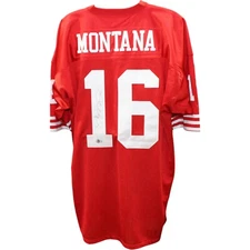 Joe Montana Signed San Francisco 49ers M&N 56 Red Jersey Beckett 45065
