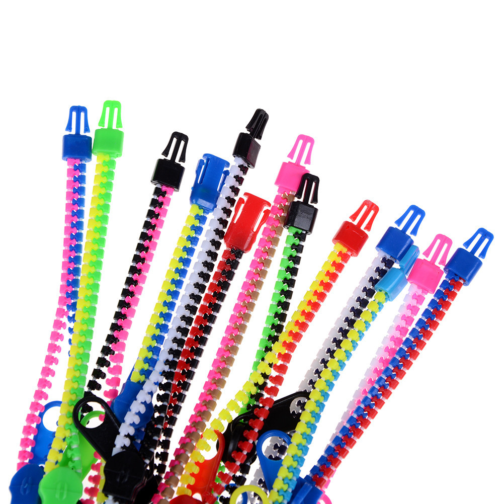 10-Piece Zipper Bracelet Bangle Set - Colorful Stress Relief Fidget Toy