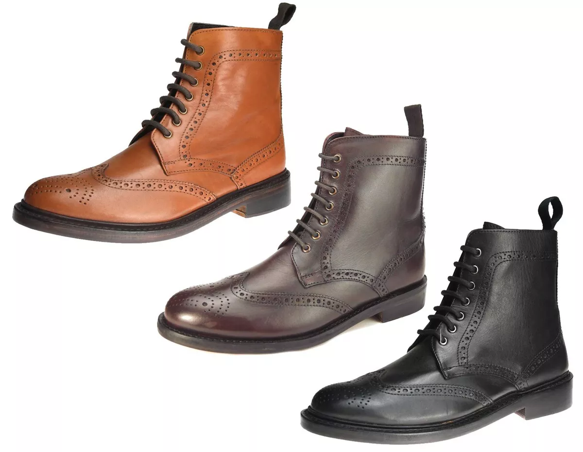 Benchgrade Mens All Leather Welted Lace Up Brogue Dealer Boots 7 8