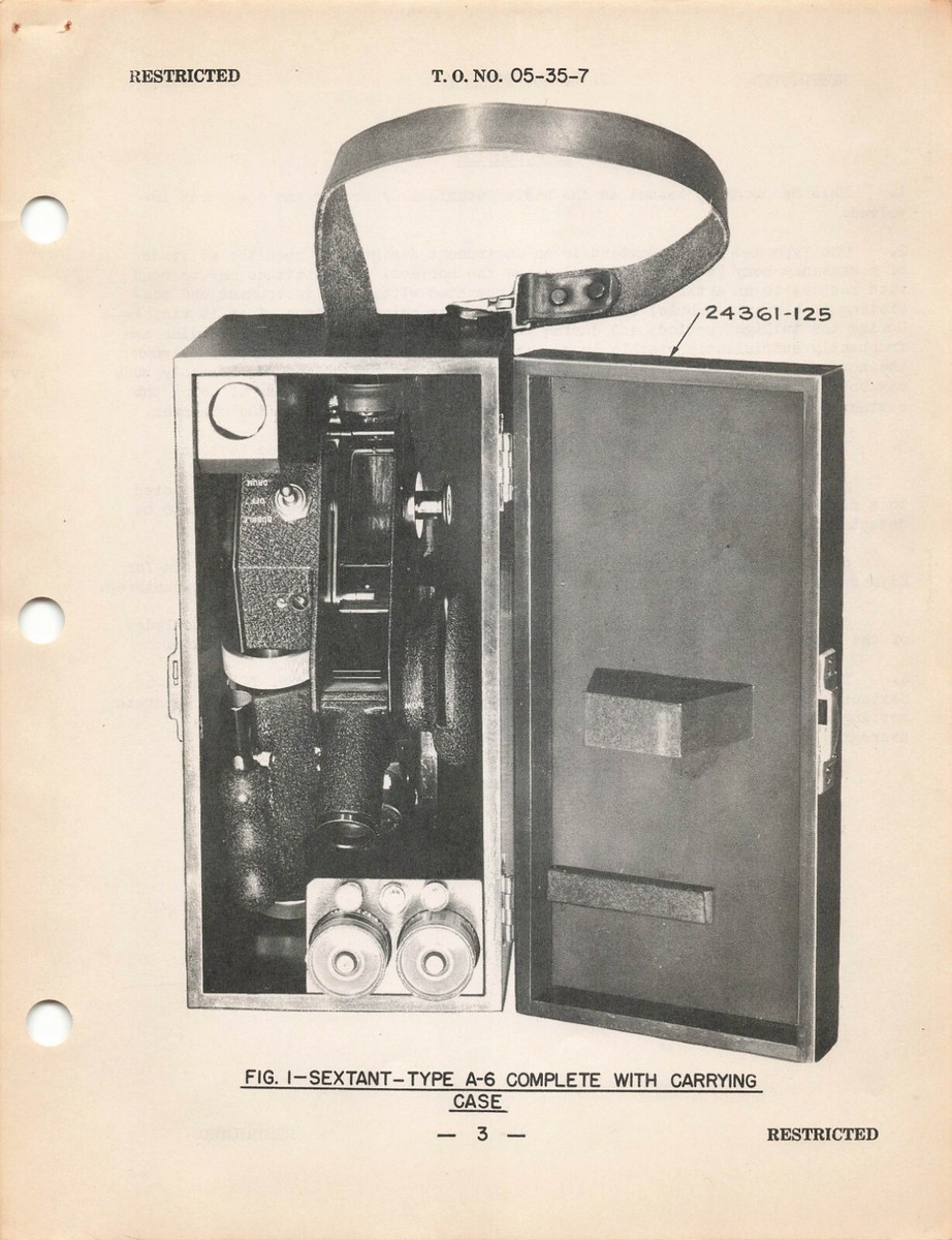 Type A-6, A-6A, A-8 1941 Aircraft Sextant Handbook of Inst's