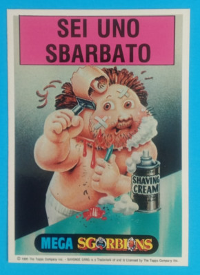 1990 Garbage Pail Kids Sgorbions Mega Series 2 Sticker Sei Uno Sbarbato (B)