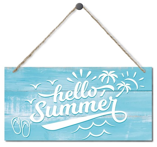 Hello Summer Decorations Wooden Door Wall Hanging Sign Gift - Picture 7 of 12