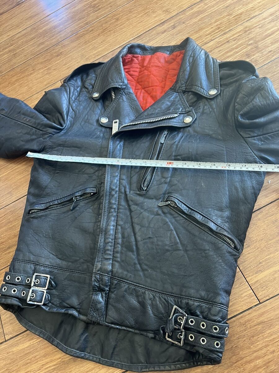 Vintage black leather biker jacket mascot Black Night Size Vintage black leather biker jacket mascot Black Night Size