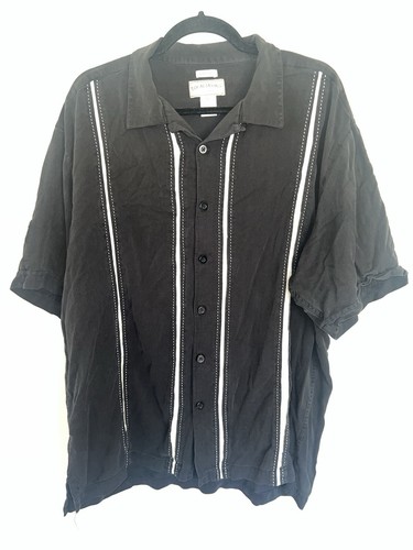Vintage Boca Classics 100% Silk Short Sleeve Collared XL Old Money Mob Style - Picture 2 of 7