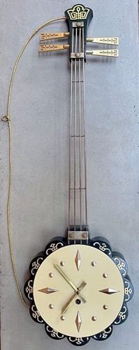Vintage 50s 60s Plastic Metal Banjo Wall Clock Mid Century Modern German Welby? - Picture 8 of 11