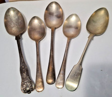 Five Vintage Antique Silver Dessert Serving Spoons